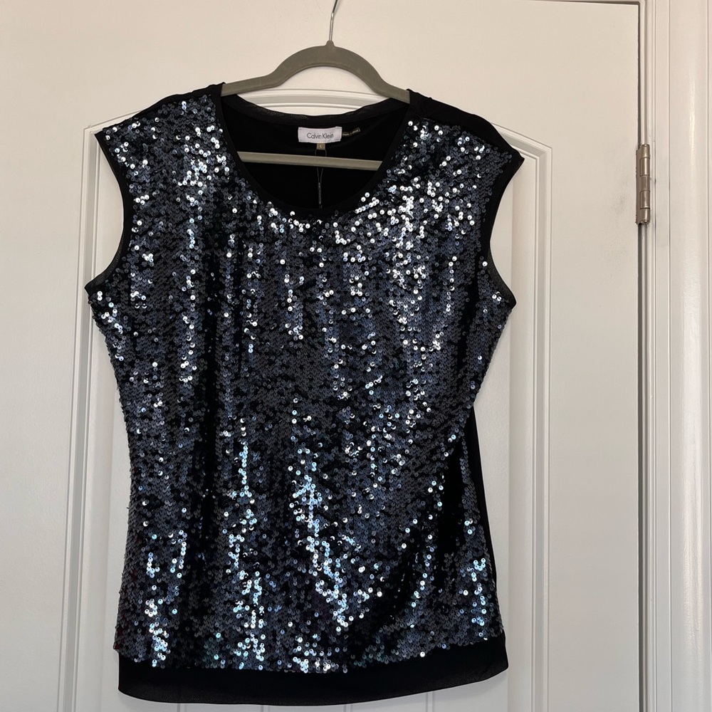 Calvin Klein‎ Black Sequin Blouse